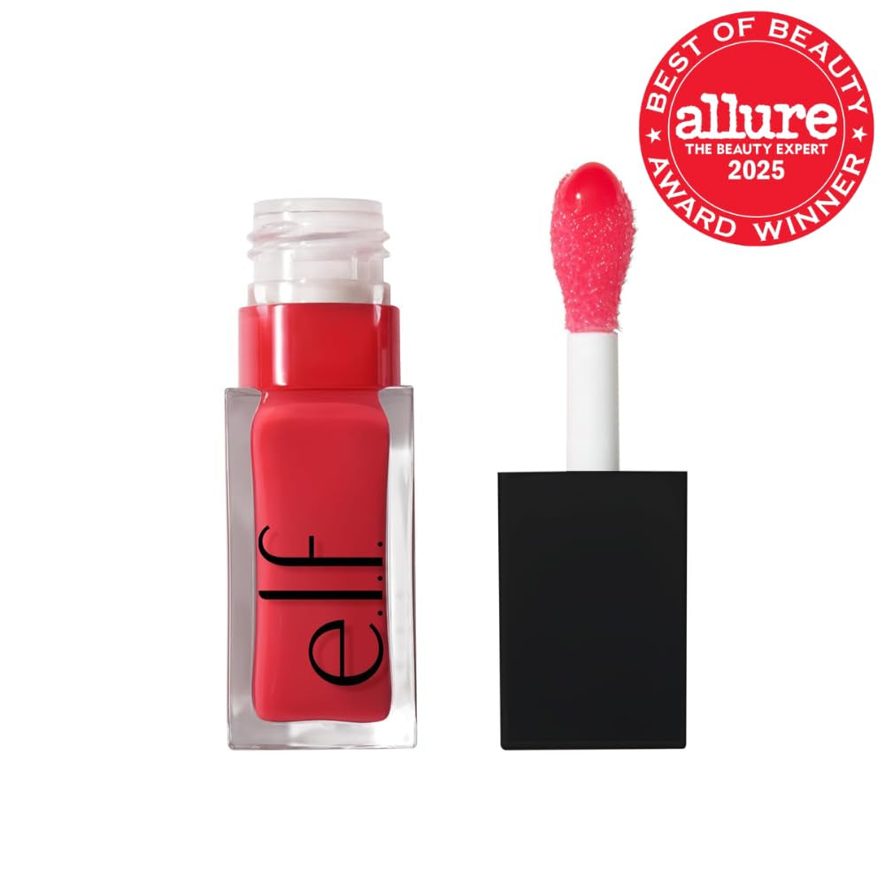 Glow Reviver Nourishing Tinted Lip Oil with Jojoba Oil - Vegan & Cruelty-Free, Red Delicious Shade for a High-Shine Finish