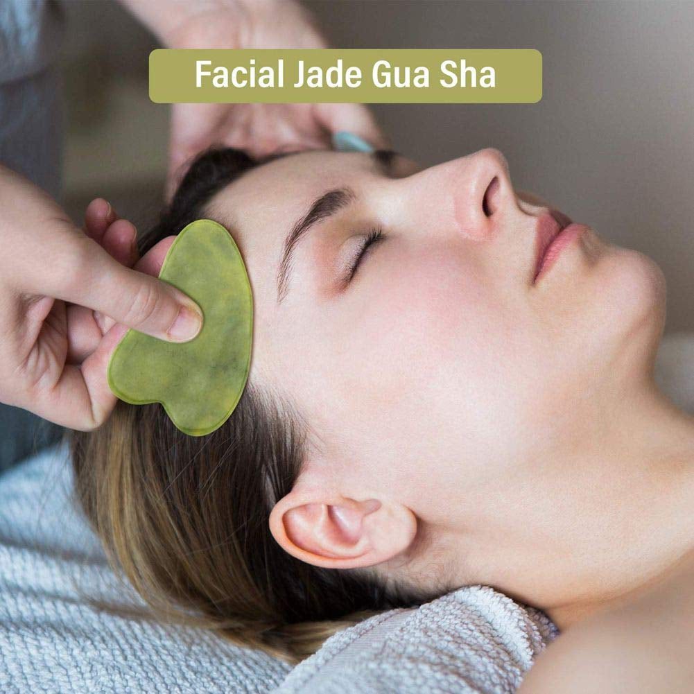 Jade Facial Roller and Gua Sha Set - Lymphatic Drainage Tool for Enhanced Skin Tightening, Wrinkle Reduction, and Fine Line Minimization for Face, Eyes, Neck, and Body