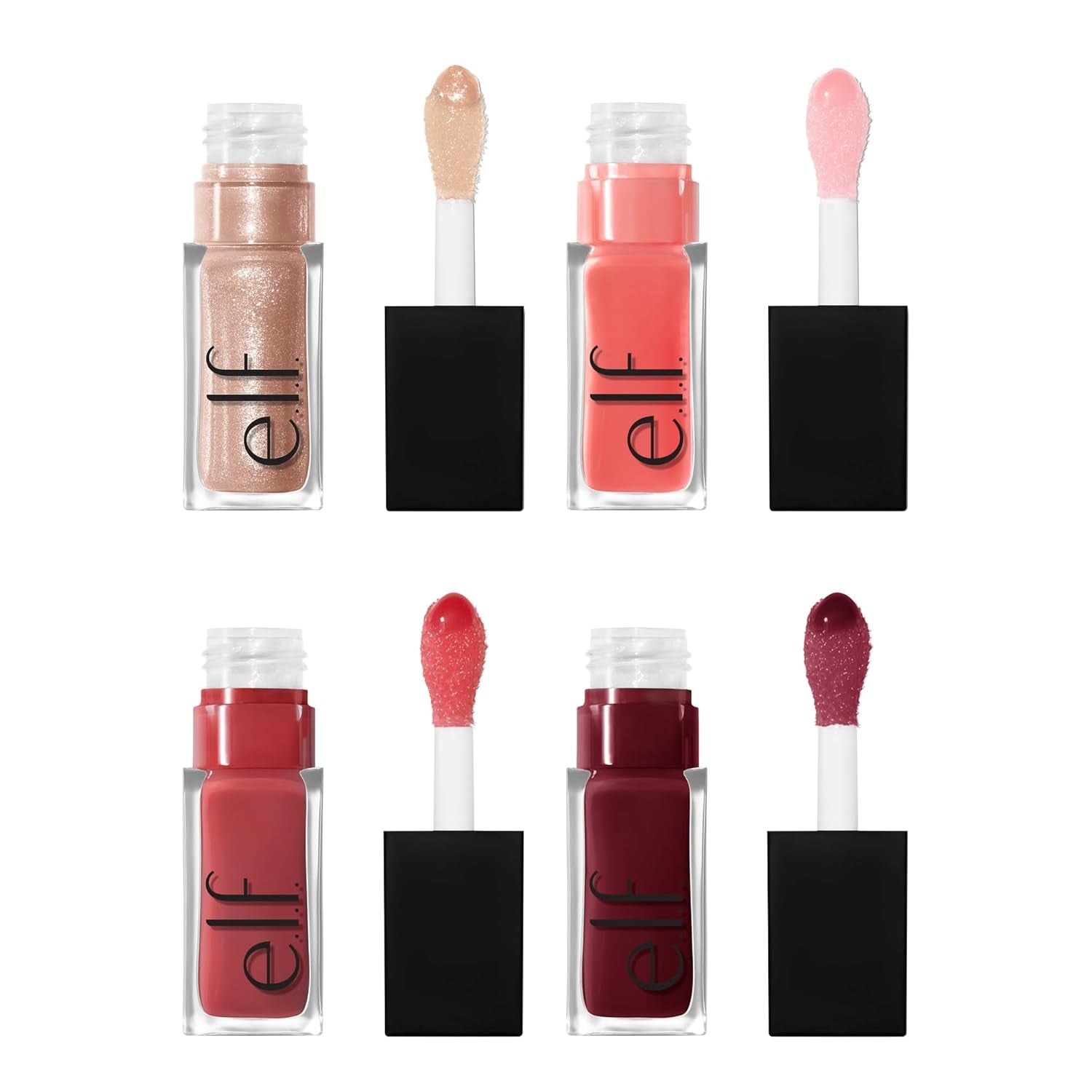 Glow Reviver Quad Goals Lip Oil Collection: Four Hydrating, Non-Sticky Tinted Lip Oils for Moisturizing Lip Care, Vegan and Cruelty-Free