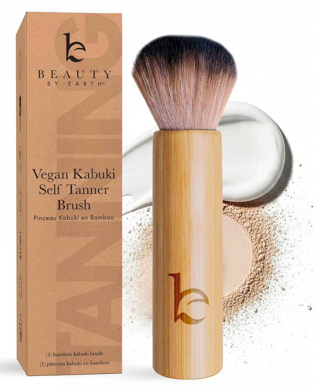 Kabuki Face Brush - Luxuriously Soft Bronzer Brush for Blush, Loose Powder, Liquid Foundation, and Self Tanner, Ideal Travel Makeup Blending Tool, Gentle on Skin