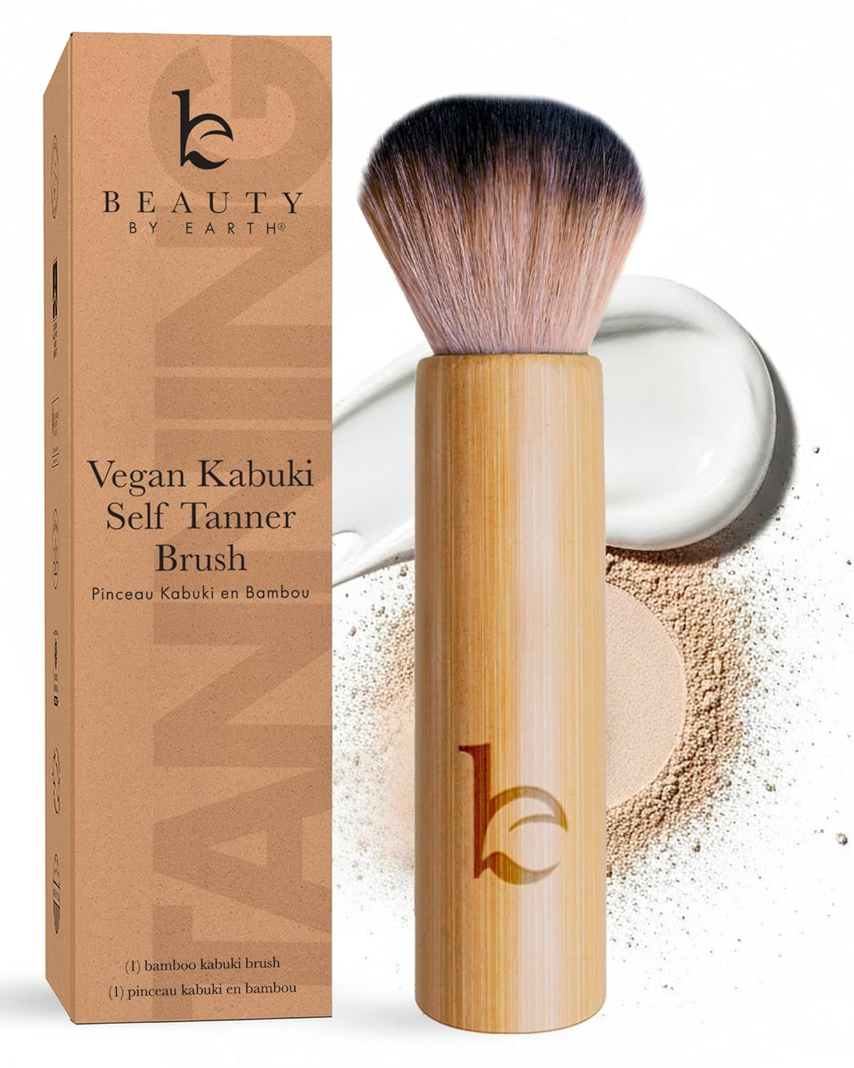 Kabuki Face Brush - Luxuriously Soft Bronzer Brush for Blush, Loose Powder, Liquid Foundation, and Self Tanner, Ideal Travel Makeup Blending Tool, Gentle on Skin