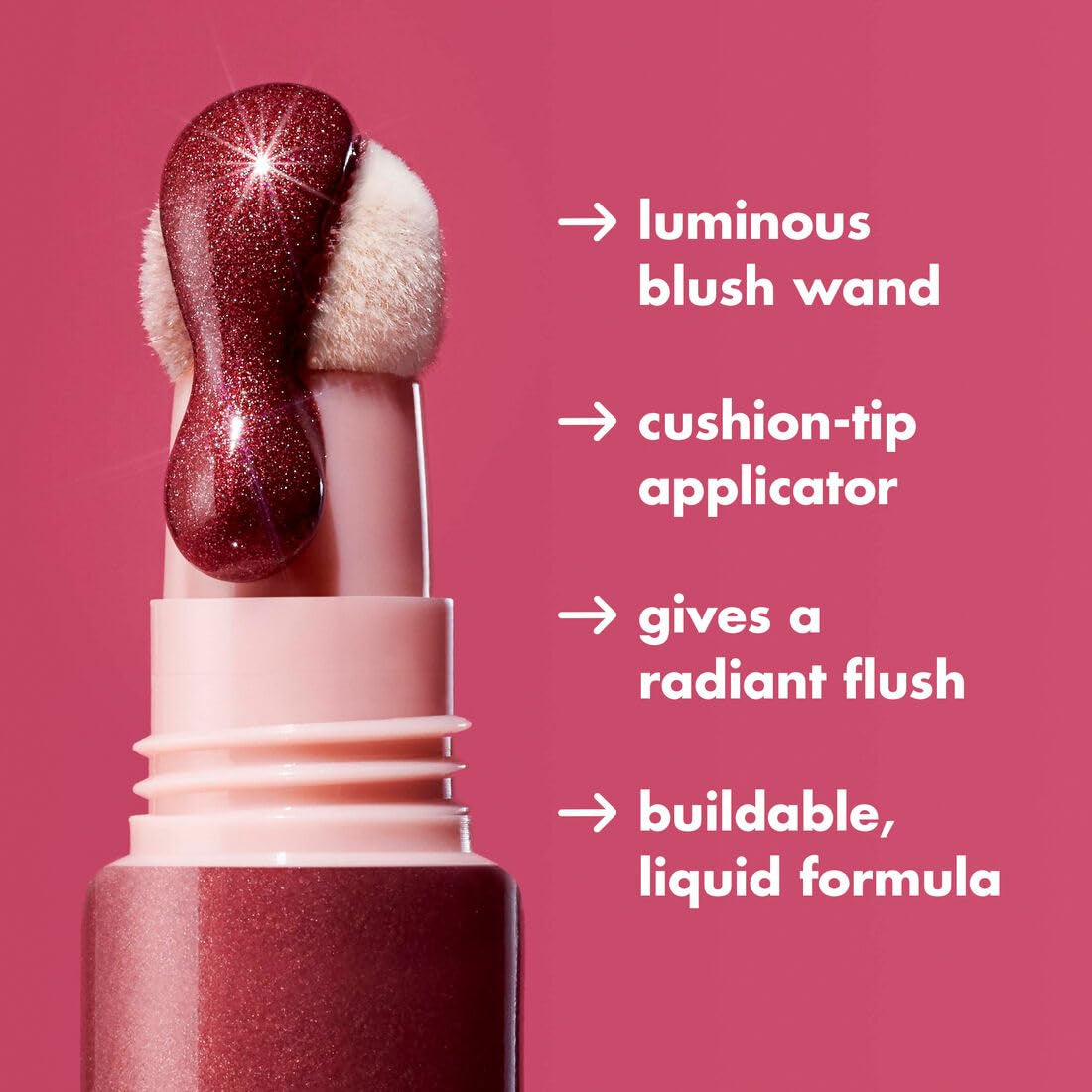 Halo Glow Blush Beauty Wand - Liquid Blush for Radiant Cheeks, Enriched with Squalane, Vegan & Cruelty-Free, Rosé You Slay