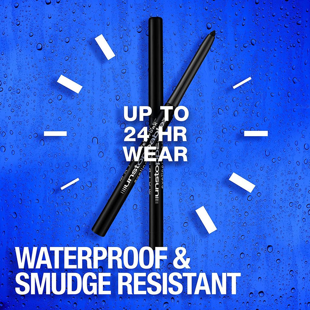 Maybelline Unstoppable Waterproof Mechanical Eyeliner Pencil in Onyx - Long-lasting, Smooth Application, 24-Hour Wear