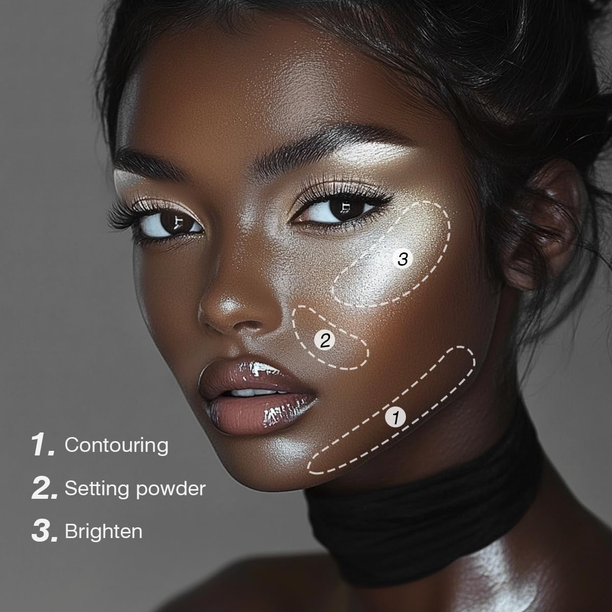 Black and White Makeup Palette - Pressed Setting Powder and Gothic Foundation & Eyeshadow Kit for Smokey Eyes, High-Pigment Face Paint for Skeleton Cosplay and Costume Looks