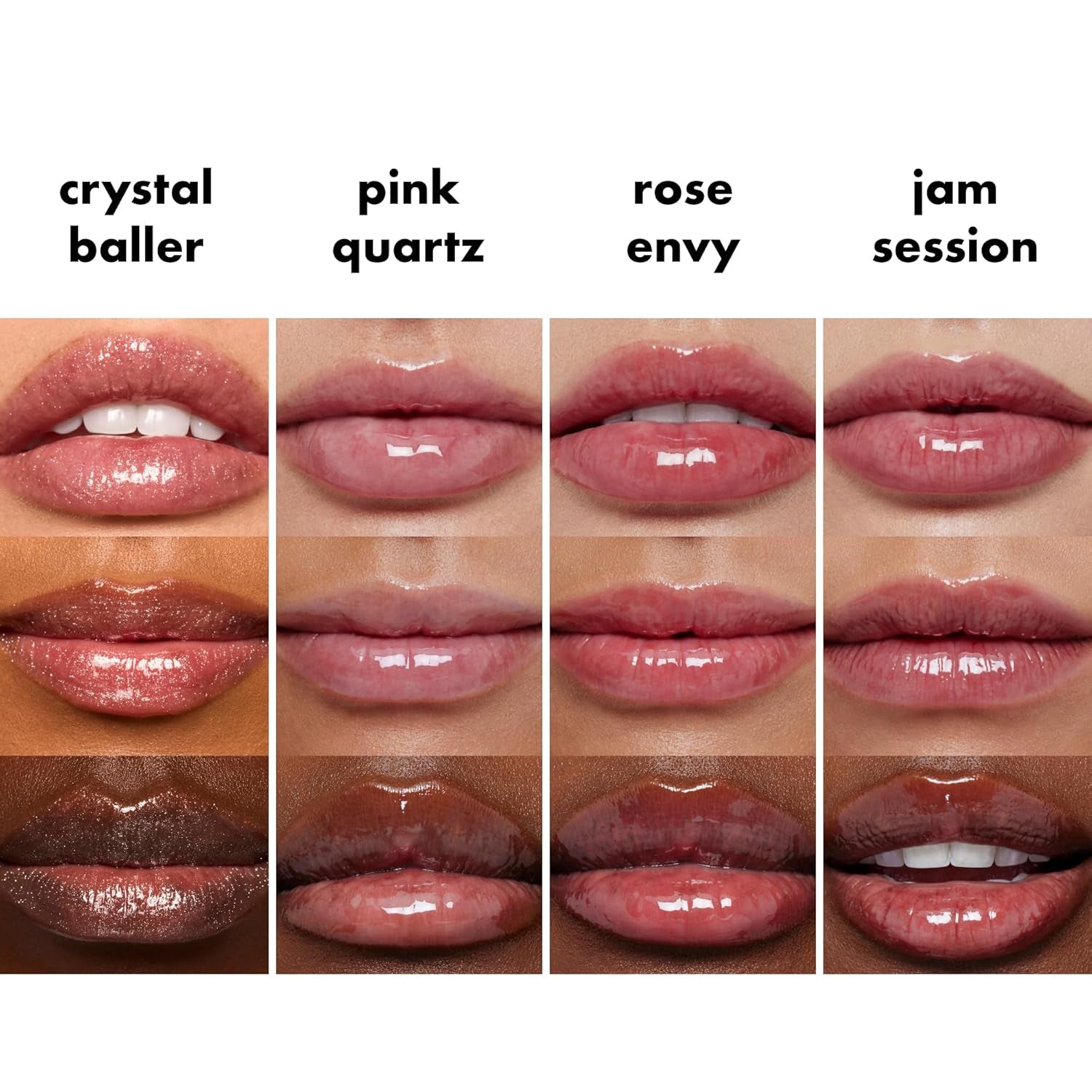 Glow Reviver Quad Goals Lip Oil Collection: Four Hydrating, Non-Sticky Tinted Lip Oils for Moisturizing Lip Care, Vegan and Cruelty-Free