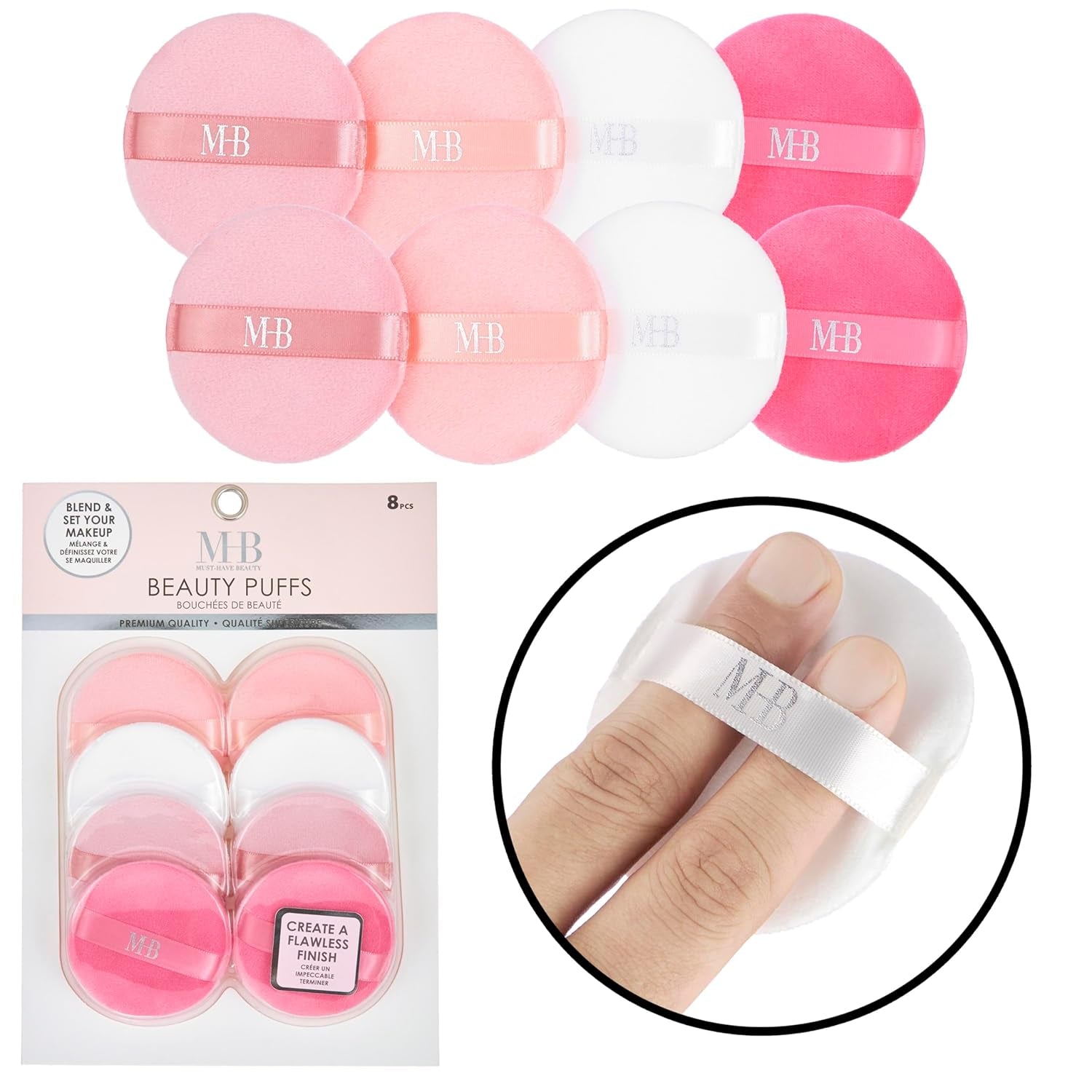 8Pc round Beauty Buff Blender Set – Flawless Finish Makeup Sponges for Blending & Setting | Cosmetic Beauty Puff Applicators | Pro Makeup Tools & Accessories for Women – Soft