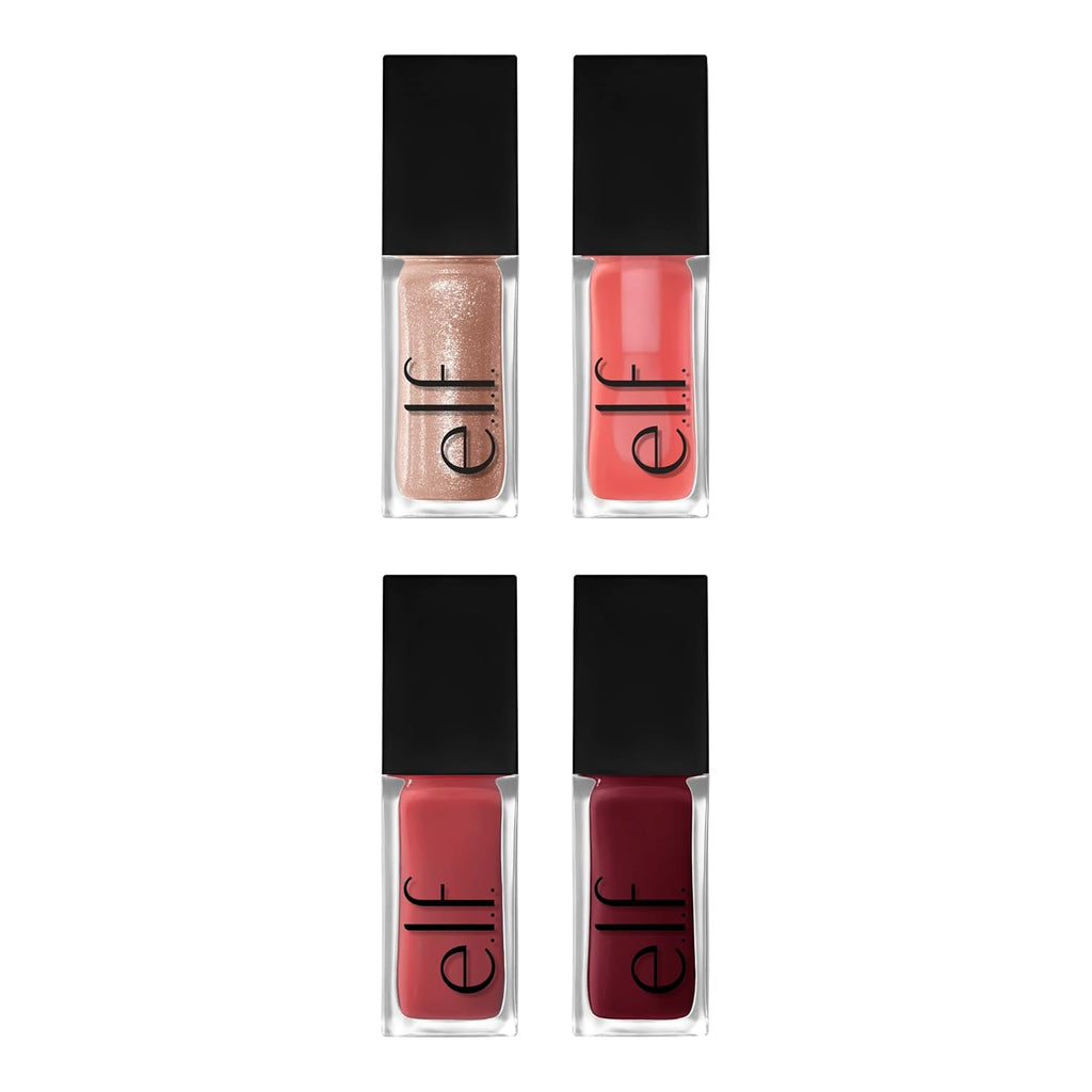 Glow Reviver Quad Goals Lip Oil Collection: Four Hydrating, Non-Sticky Tinted Lip Oils for Moisturizing Lip Care, Vegan and Cruelty-Free